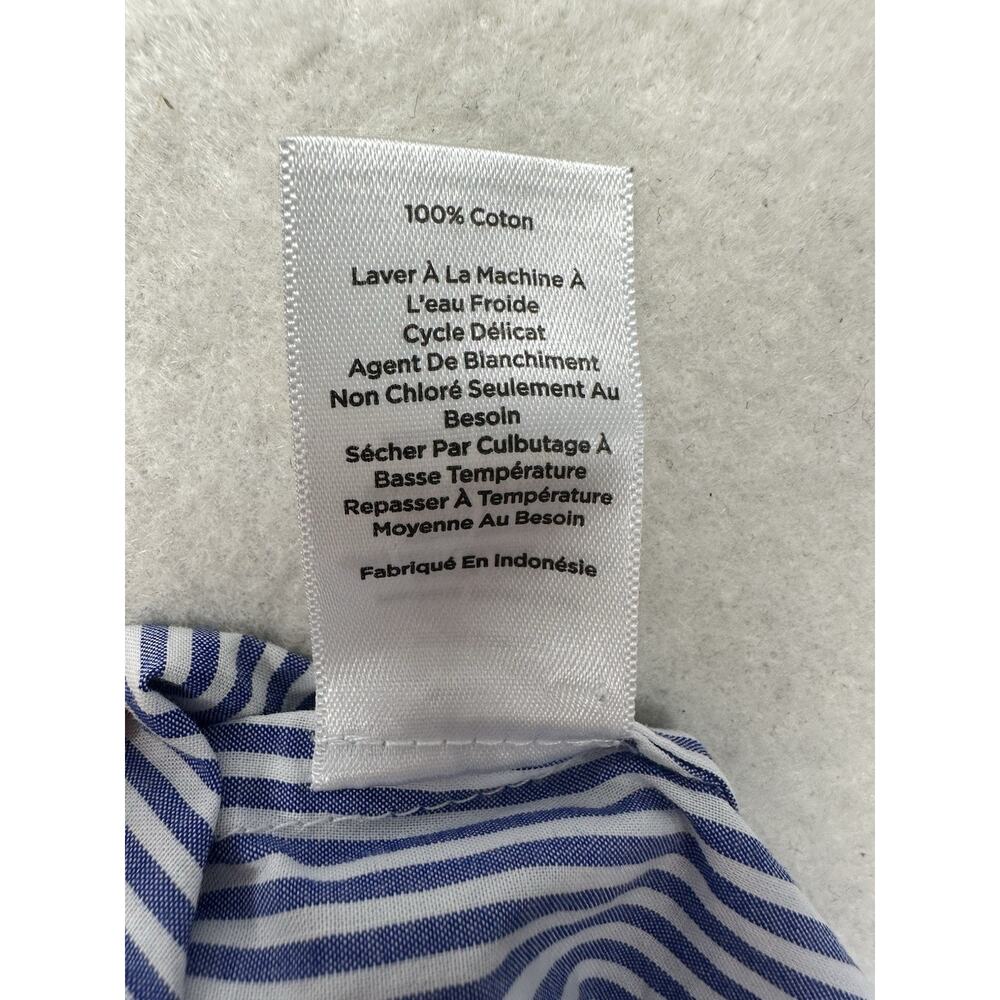 Talbots Womens Small Button Up Ruffle Striped Long Sleeves Blue White - Picture 6 of 7
